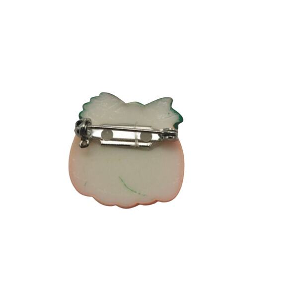 Jack O' Lantern Orange Pumpkin Hand Painted Brooch Halloween Pin Fall Autumn - Picture 2 of 3